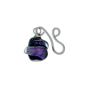 Vintage Silver Tone Abstract Dichroic Glass Pendant